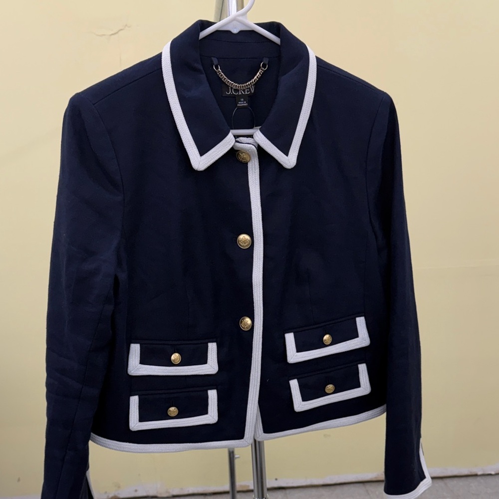 J. Crew Navy Blazer with White Trim and Gold Buttons